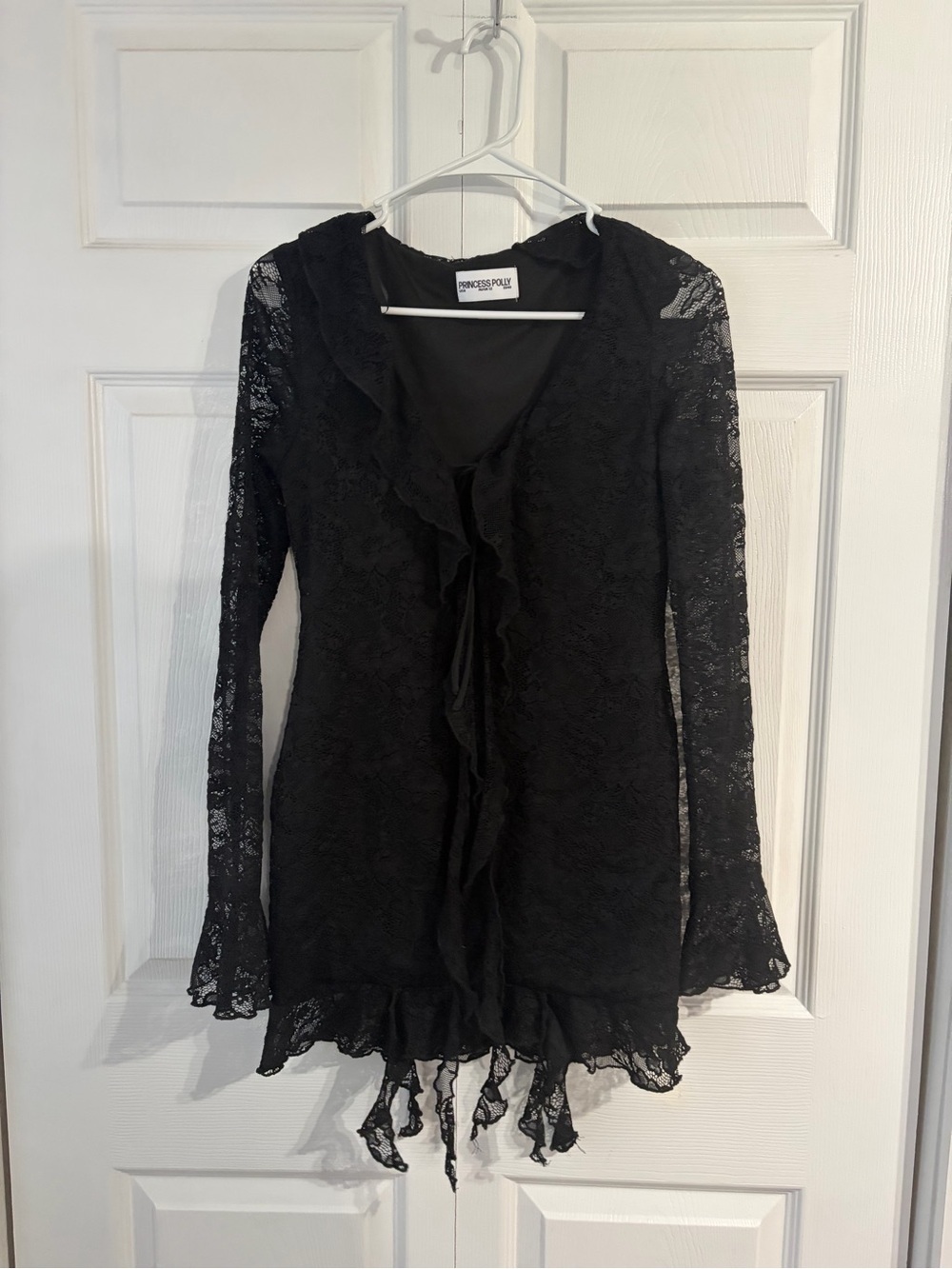 Princess Polly Black Lace Ruffle Dress